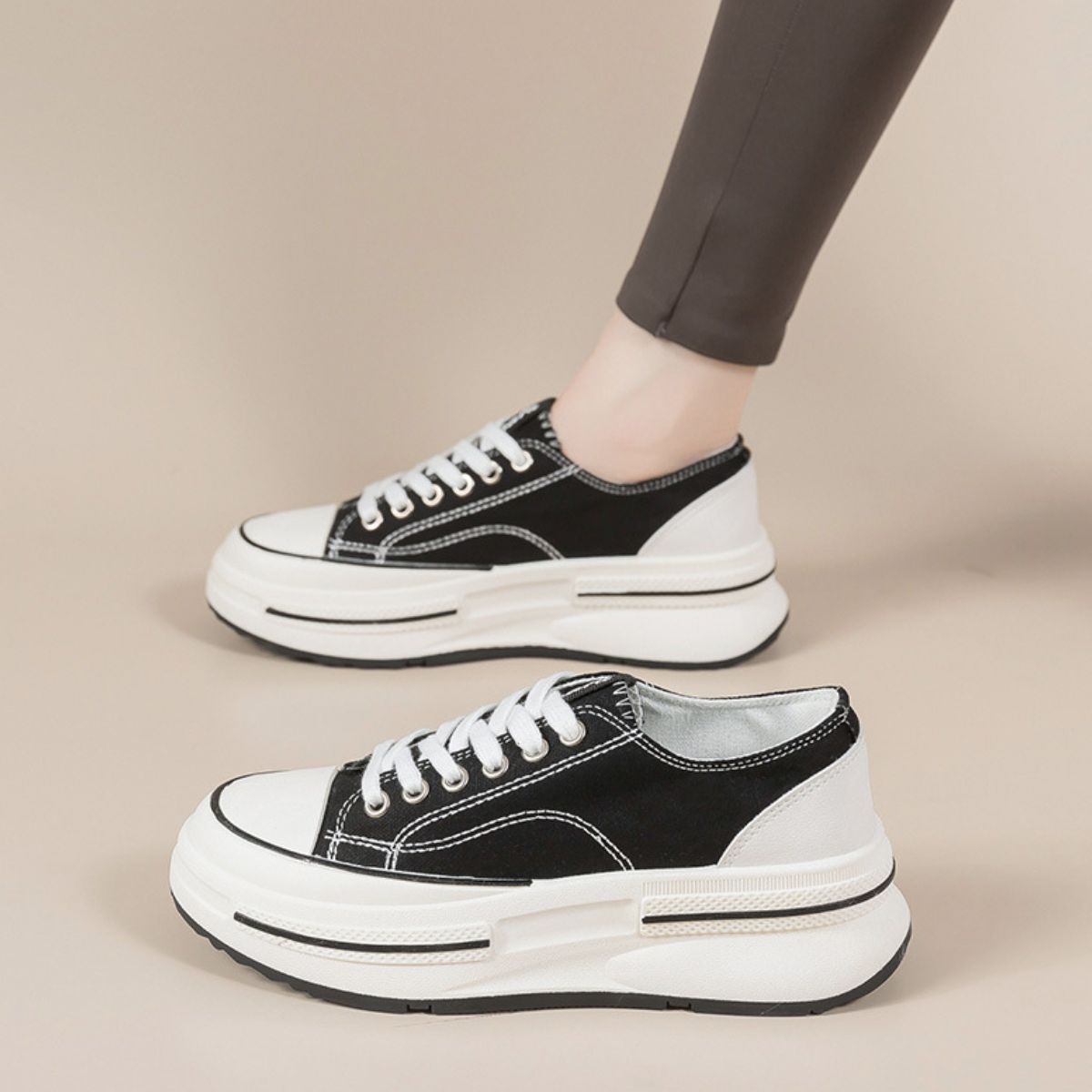 The Peyton - Tied Round Toe Platform Sneakers