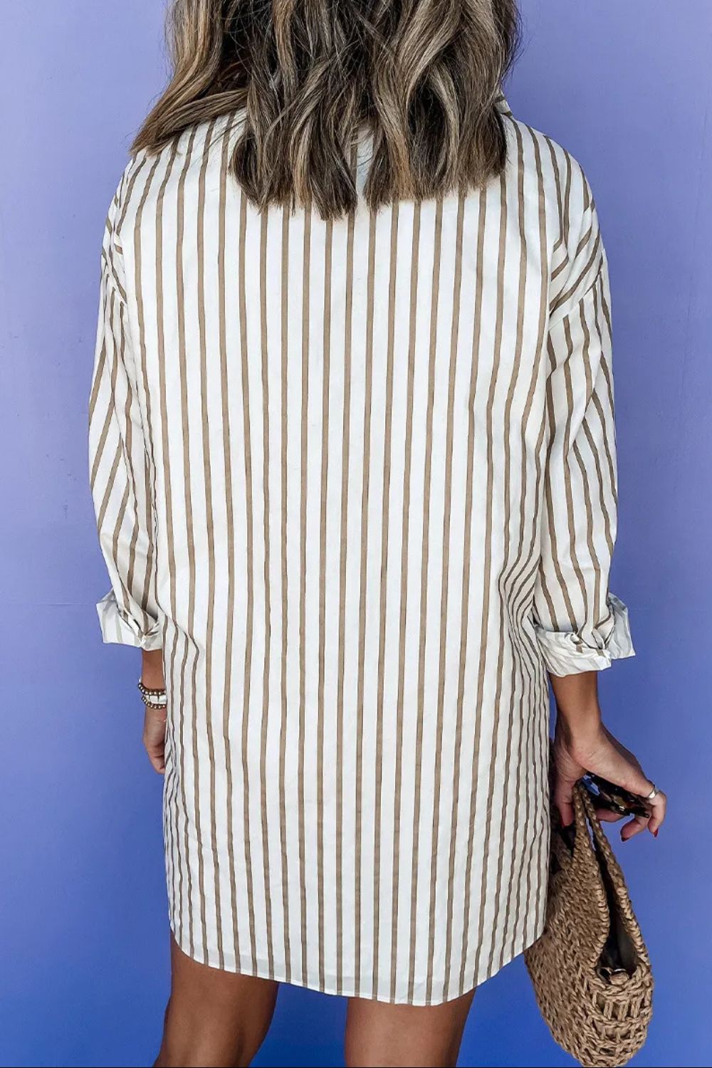 The Olivia - Striped Long Sleeve Mini Shirt Dress